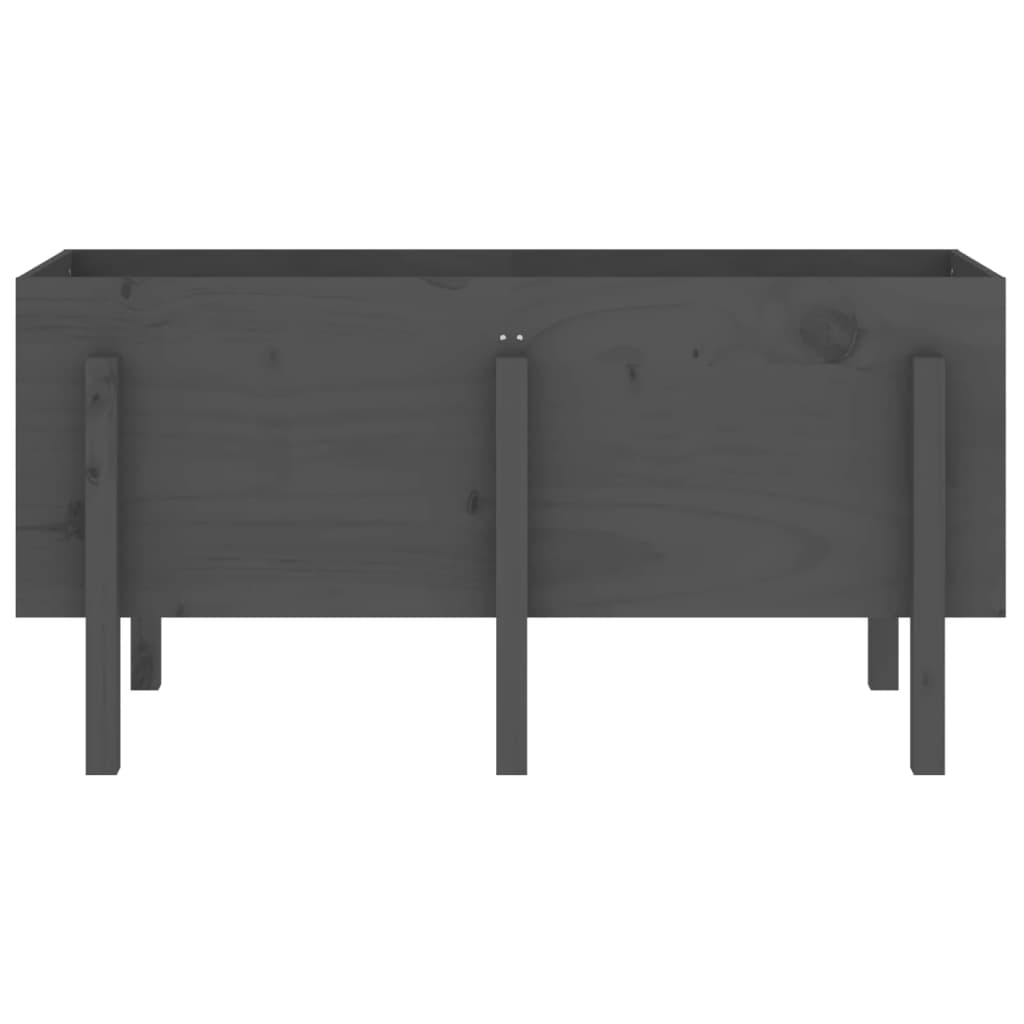 Strat înălțat de grădină, gri, 121x50x57 cm, lemn masiv de pin