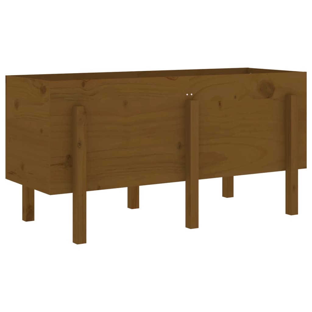 Strat înălțat de grădină maro miere 121x50x57 cm lemn masiv pin