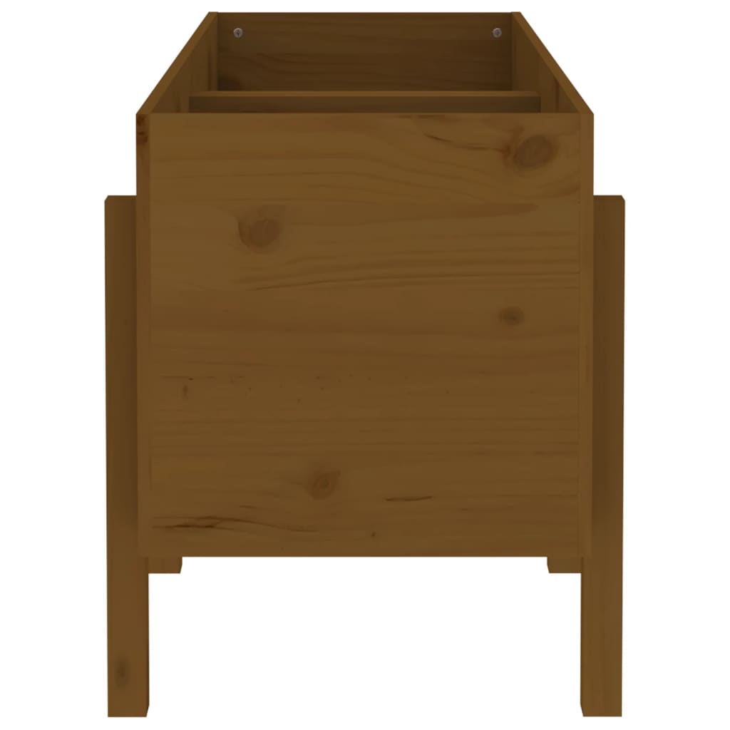 Strat înălțat de grădină maro miere 121x50x57 cm lemn masiv pin