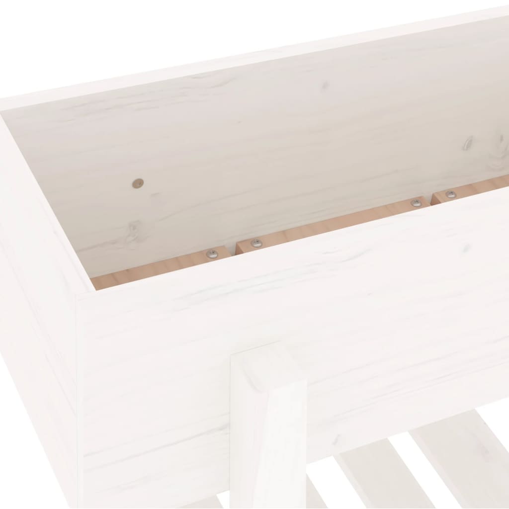 Strat înălțat de grădină, alb, 101x30x69 cm, lemn masiv de pin