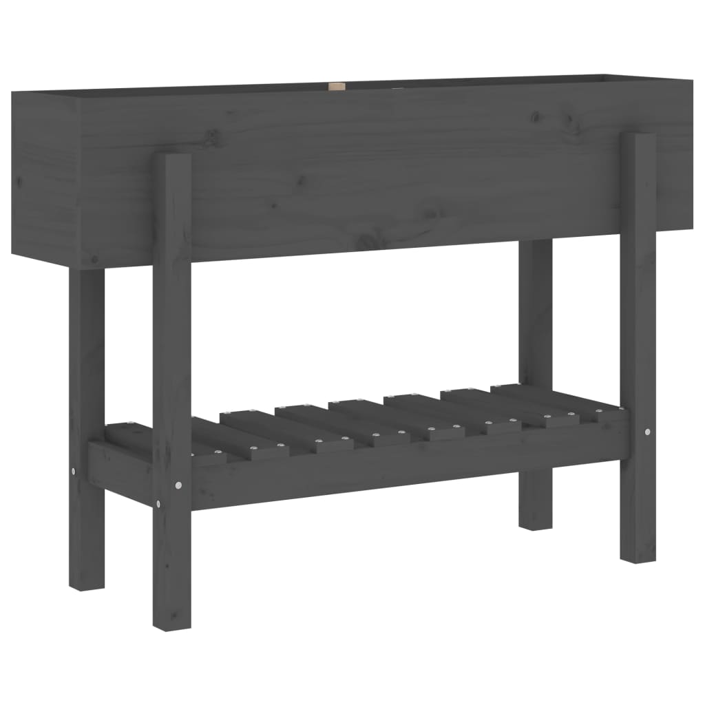 Strat înălțat de grădină, gri, 101x30x69 cm, lemn masiv de pin