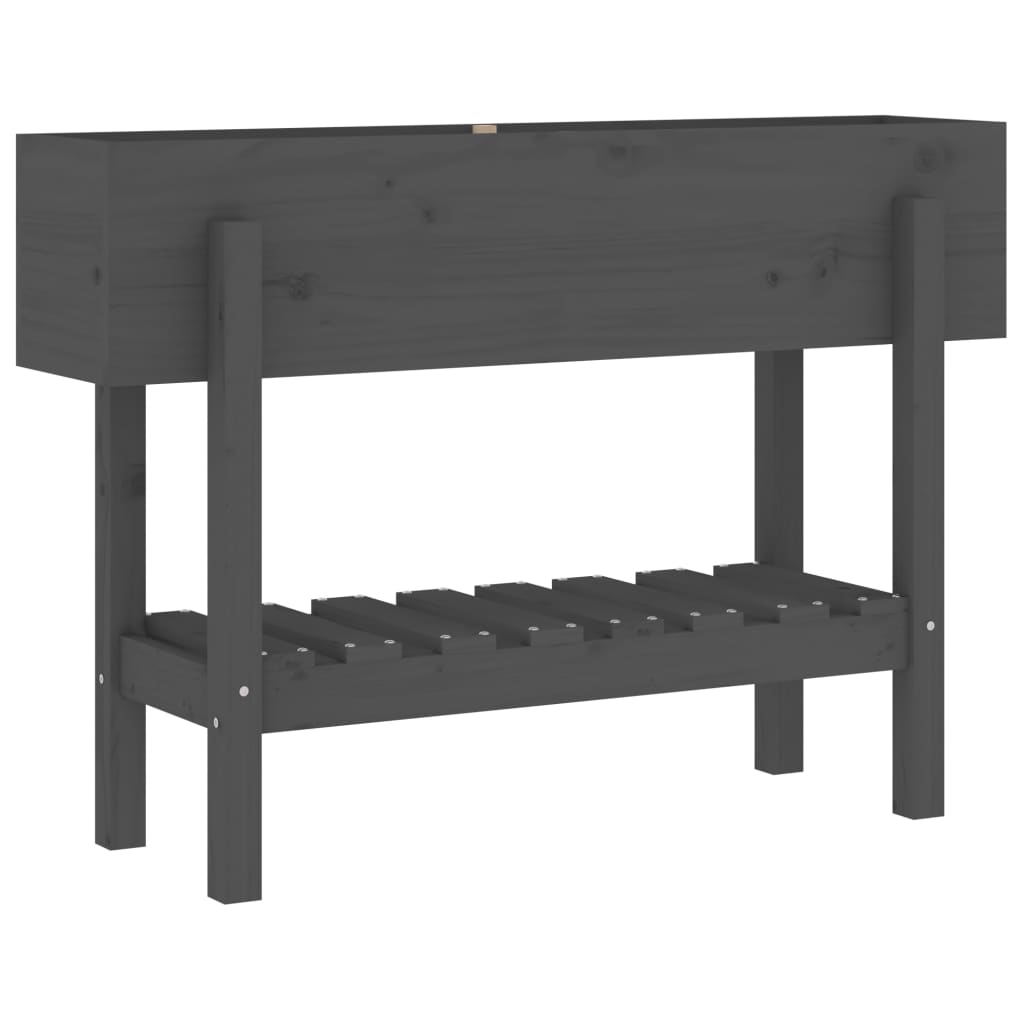 Strat înălțat de grădină, gri, 101x30x69 cm, lemn masiv de pin