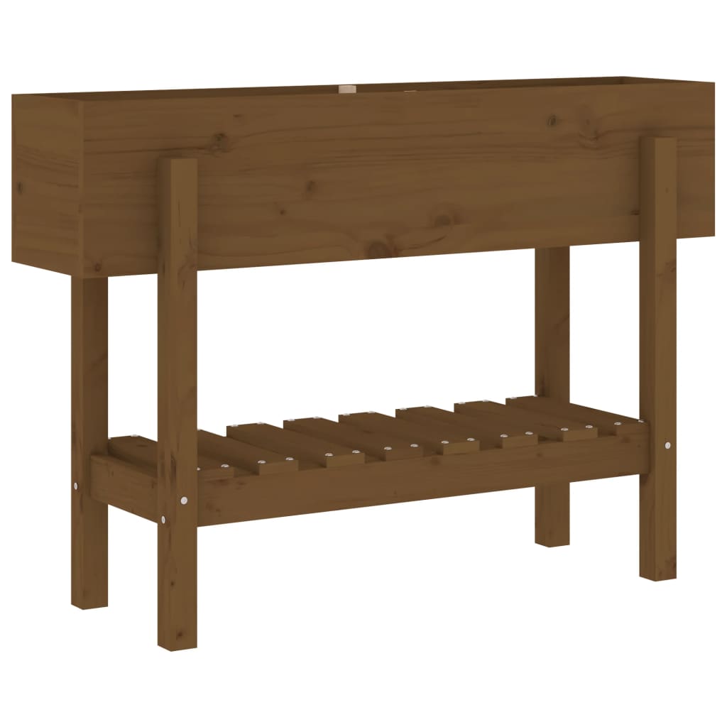 Strat înălțat de grădină maro miere 101x30x69 cm lemn masiv pin