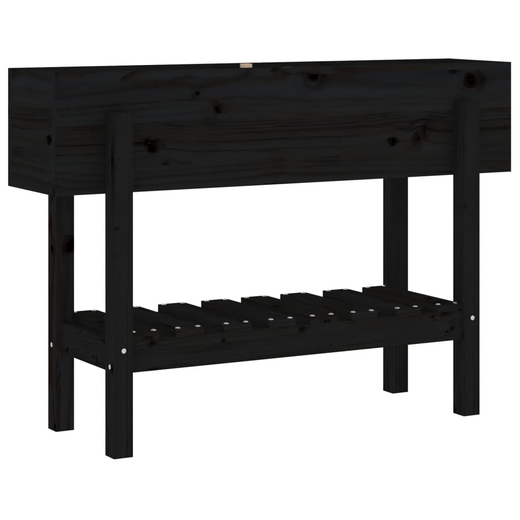 Strat înălțat de grădină, negru, 101x30x69 cm, lemn masiv pin