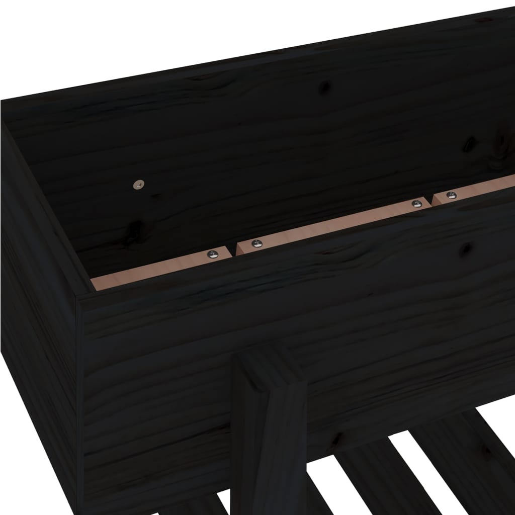 Strat înălțat de grădină, negru, 101x30x69 cm, lemn masiv pin