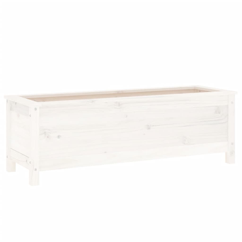 Strat înălțat de grădină, alb, 119,5x40x39 cm, lemn masiv pin