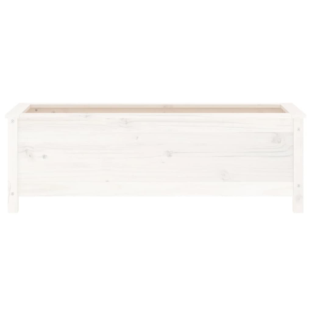 Strat înălțat de grădină, alb, 119,5x40x39 cm, lemn masiv pin
