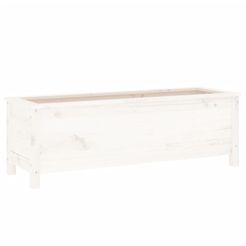 Strat înălțat de grădină, alb, 119,5x40x39 cm, lemn masiv pin