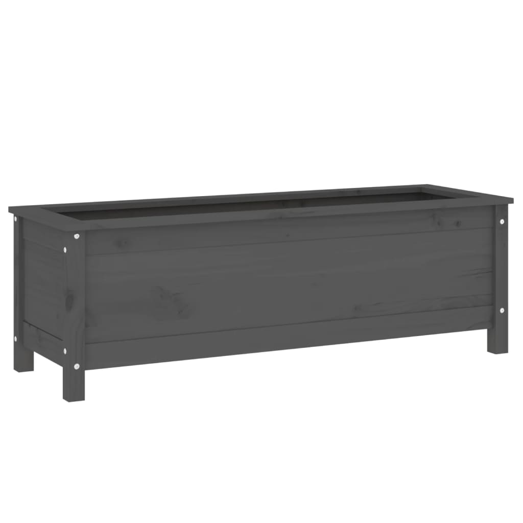 Strat înălțat de grădină, gri, 119,5x40x39 cm, lemn masiv pin