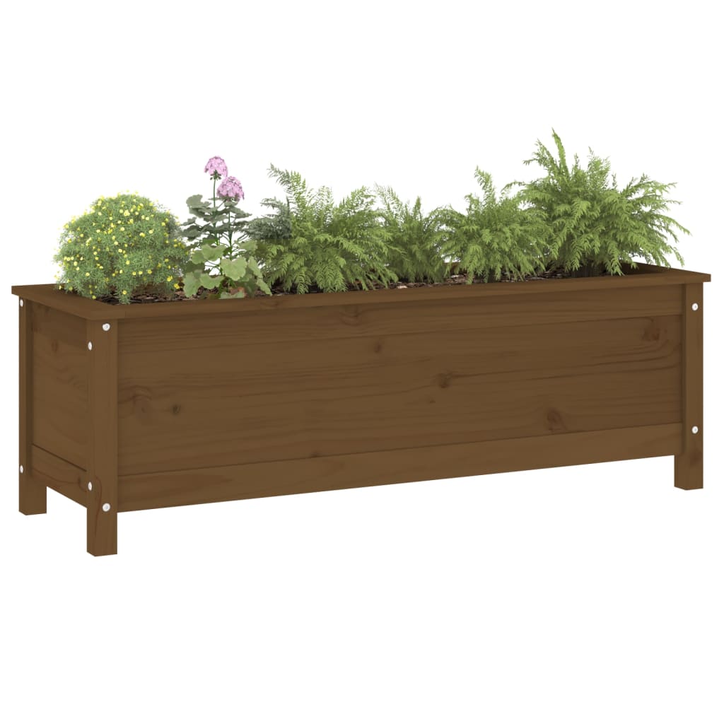 Strat înălțat grădină maro miere 119,5x40x39 cm lemn masiv pin