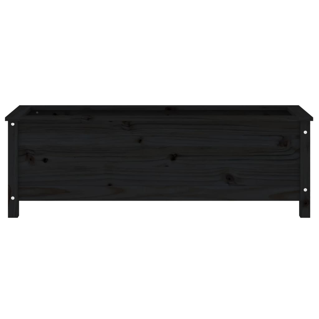 Strat înălțat de grădină, negru, 119,5x40x39 cm, lemn masiv pin