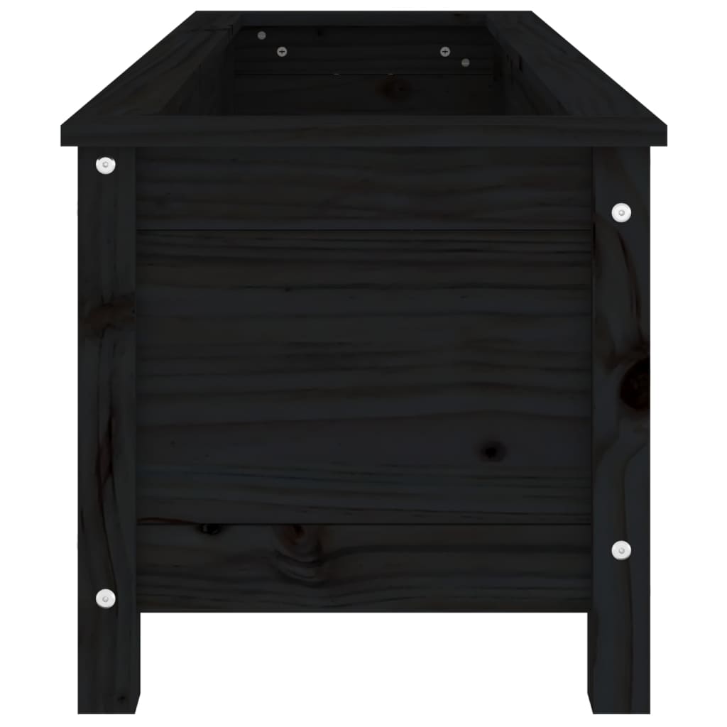 Strat înălțat de grădină, negru, 119,5x40x39 cm, lemn masiv pin