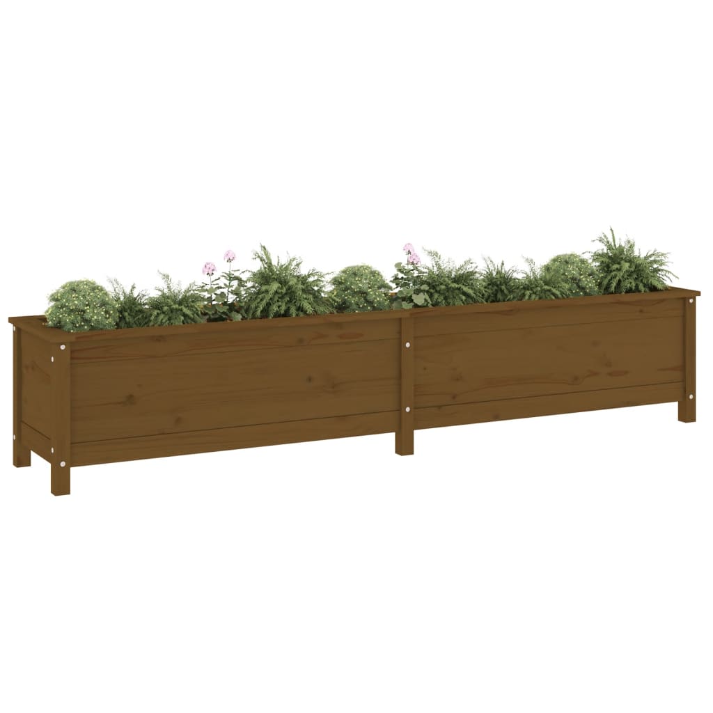 Strat înălțat grădină maro miere 199,5x40x39 cm lemn masiv pin