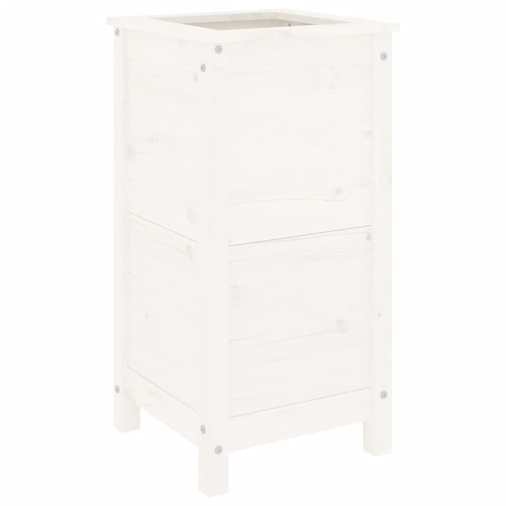 Jardinieră de grădină, alb, 40x40x78 cm, lemn masiv de pin