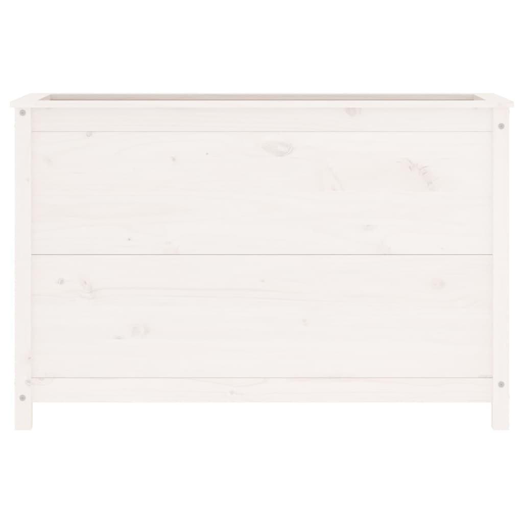 Strat înălțat de grădină, alb, 119,5x40x78 cm, lemn masiv pin