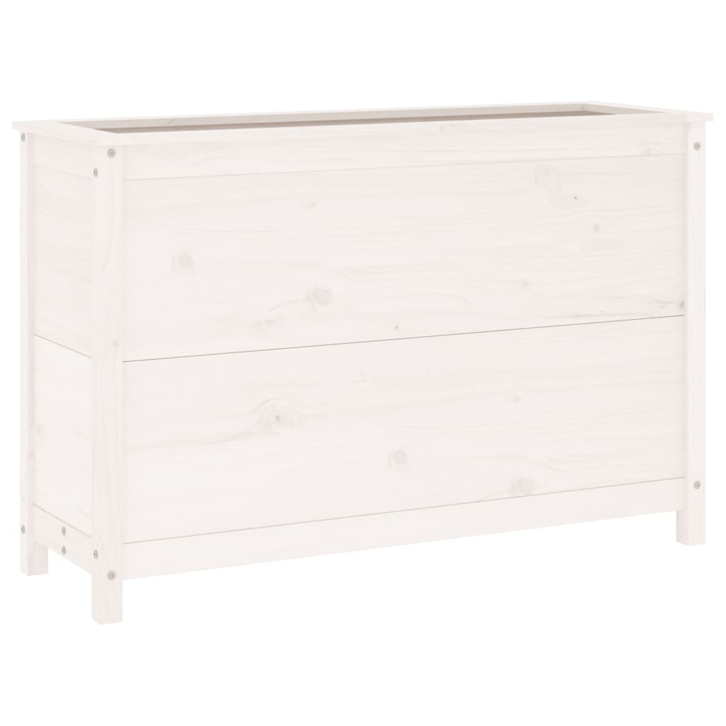 Strat înălțat de grădină, alb, 119,5x40x78 cm, lemn masiv pin