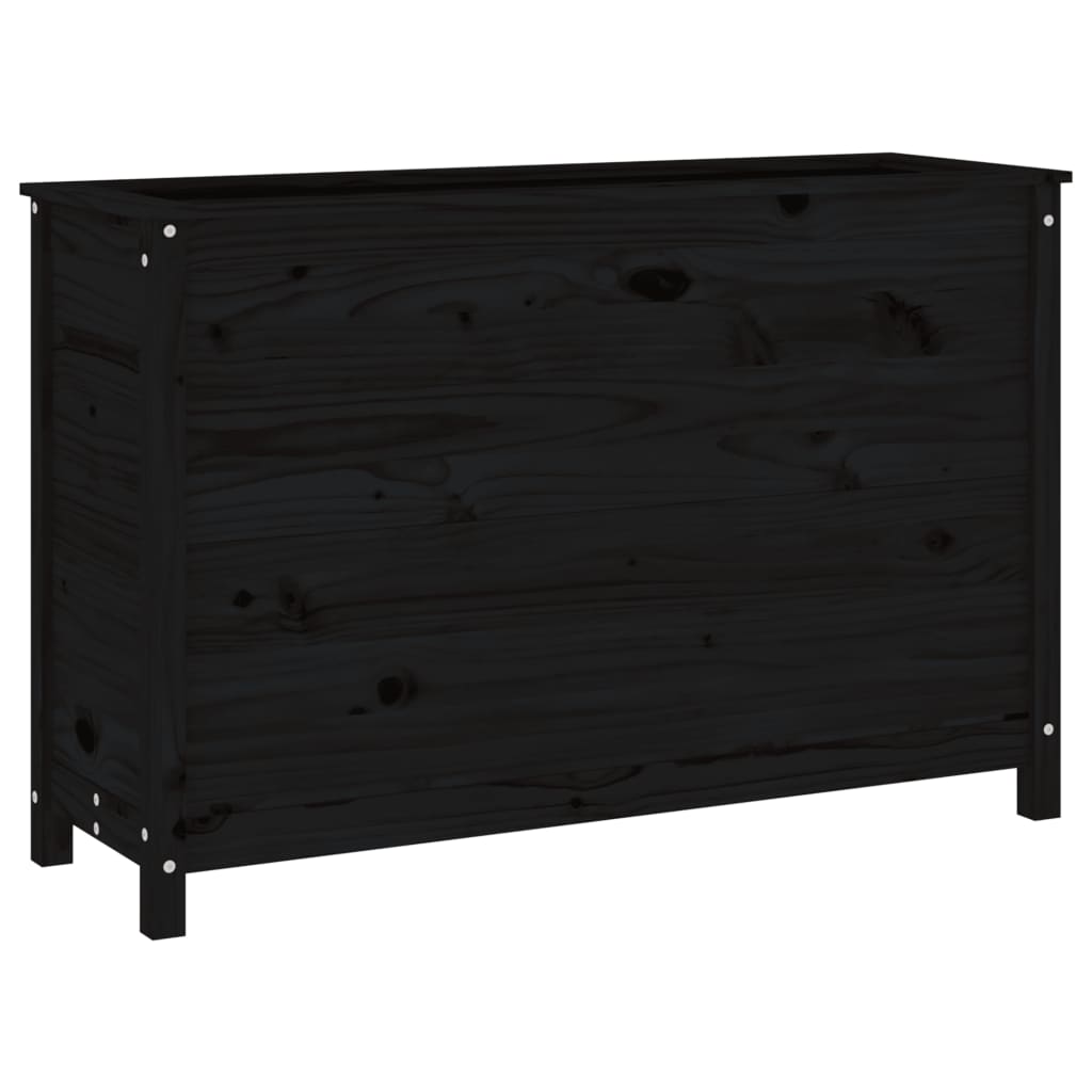 Strat înălțat de grădină, negru, 119,5x40x78 cm, lemn masiv pin