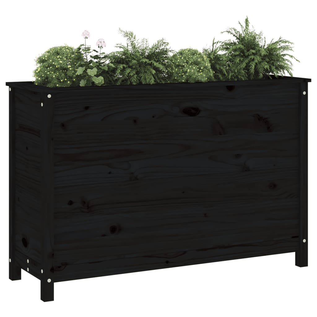 Strat înălțat de grădină, negru, 119,5x40x78 cm, lemn masiv pin