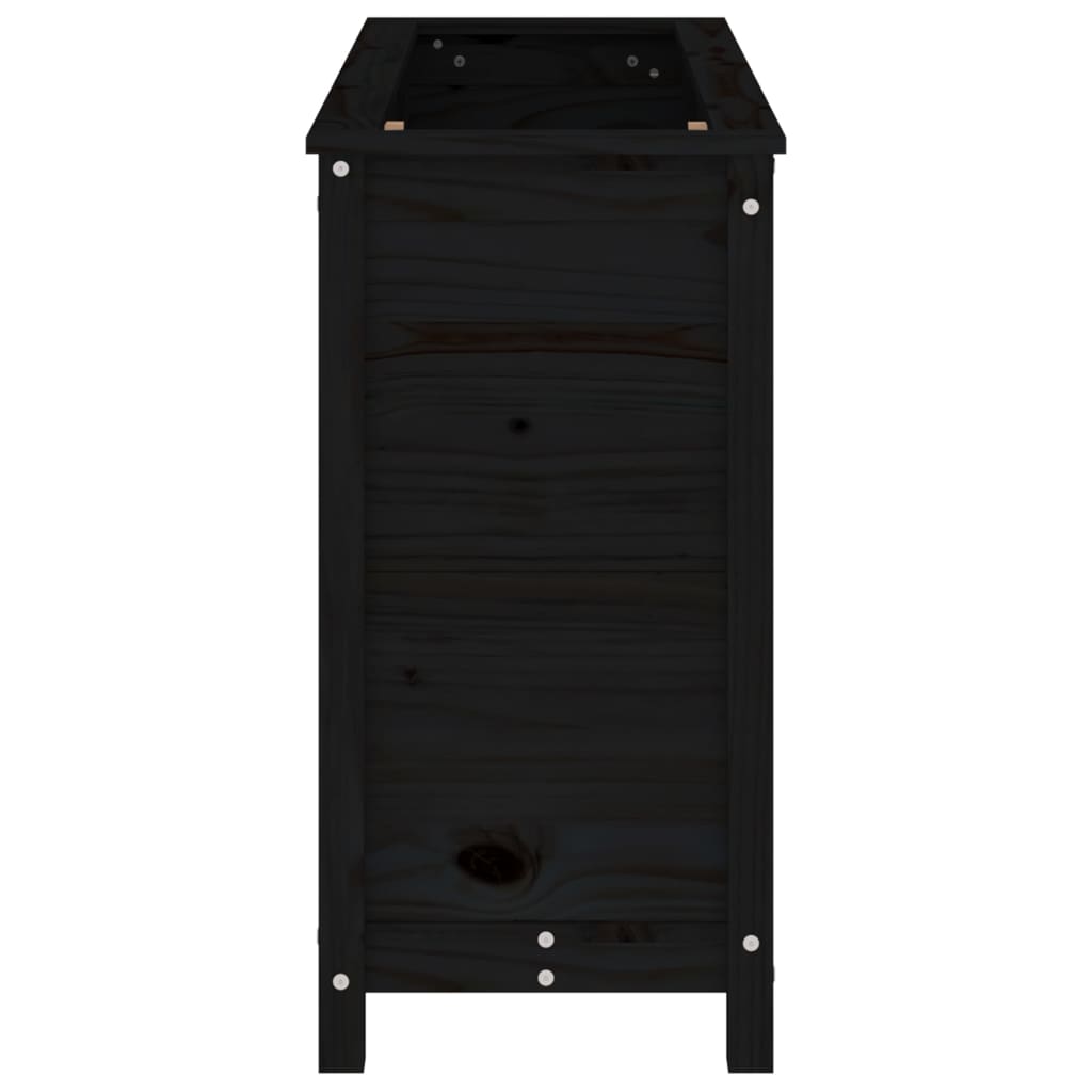 Strat înălțat de grădină, negru, 119,5x40x78 cm, lemn masiv pin