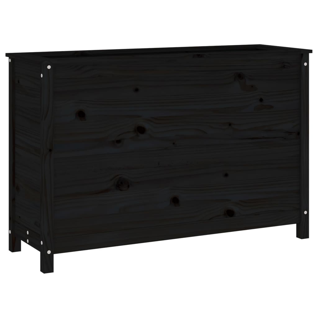 Strat înălțat de grădină, negru, 119,5x40x78 cm, lemn masiv pin