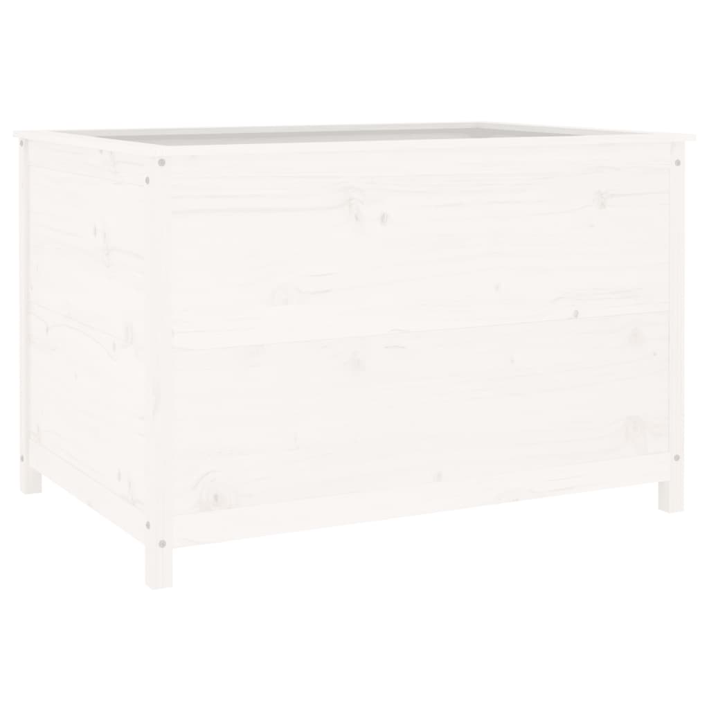 Strat înălțat de grădină, alb, 119,5x82,5x78 cm, lemn masiv pin