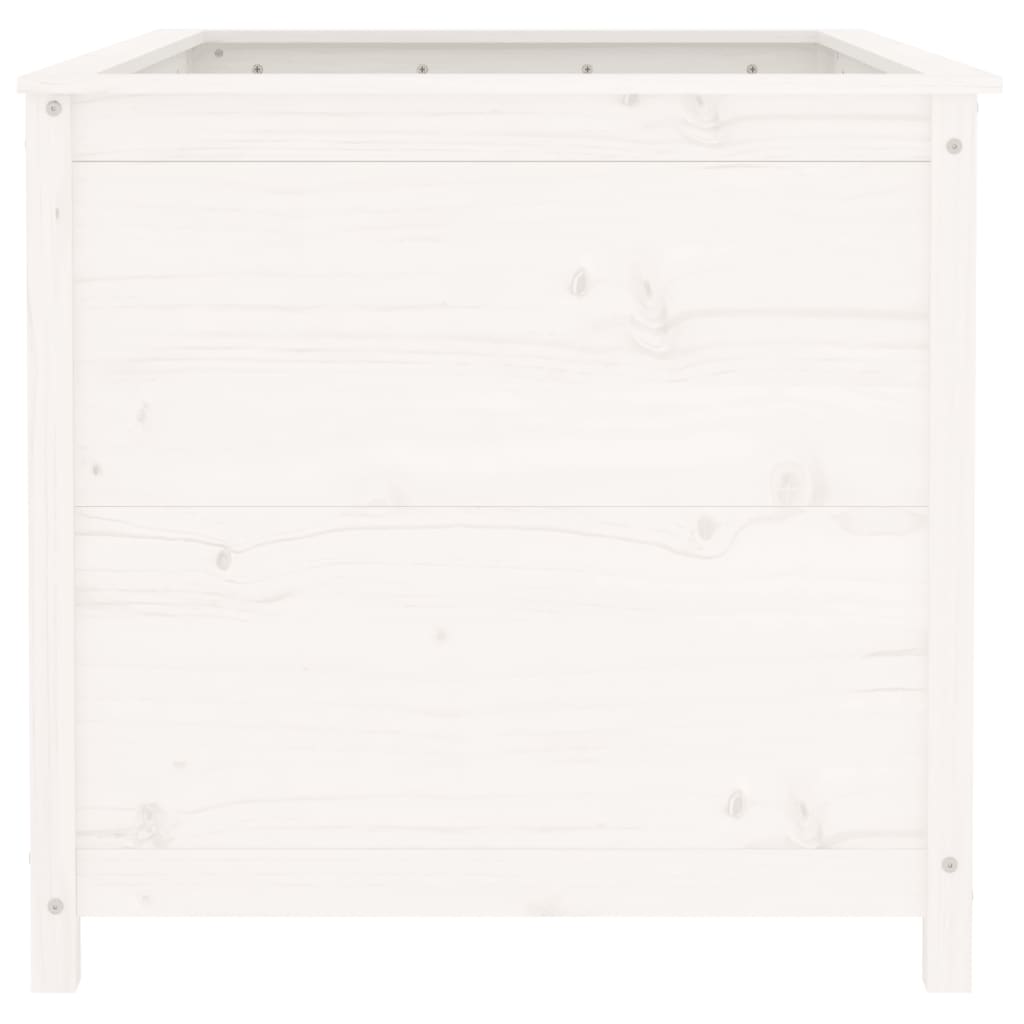 Strat înălțat de grădină, alb, 119,5x82,5x78 cm, lemn masiv pin