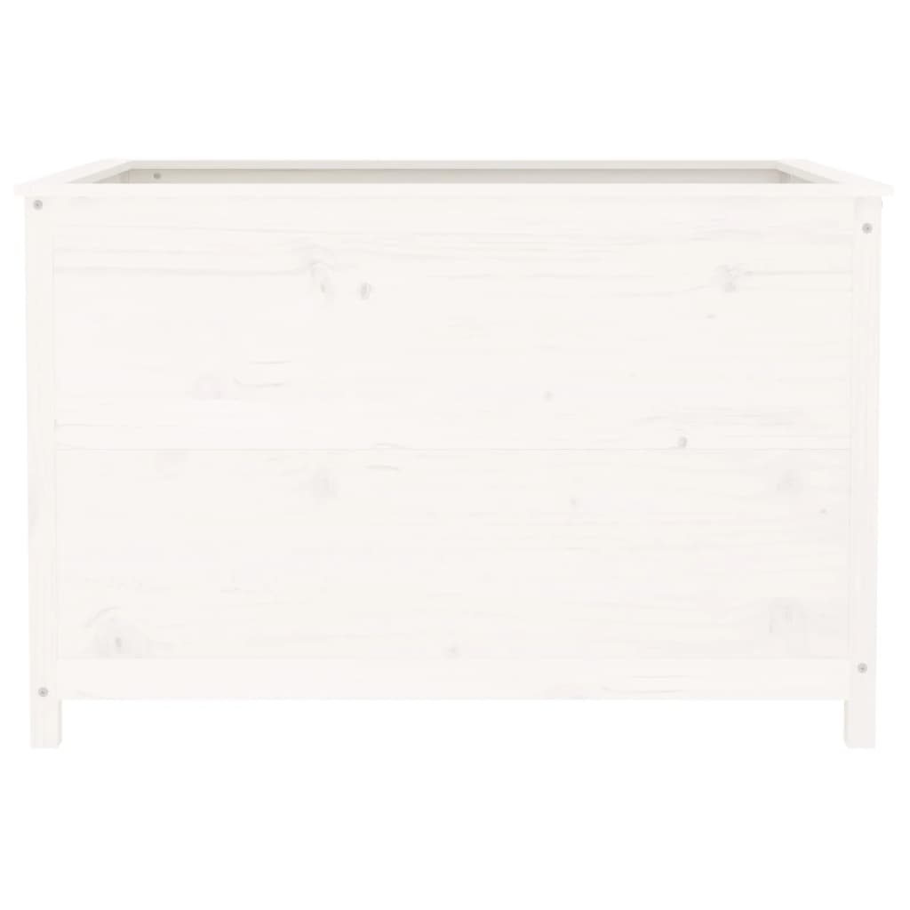 Strat înălțat de grădină, alb, 119,5x82,5x78 cm, lemn masiv pin