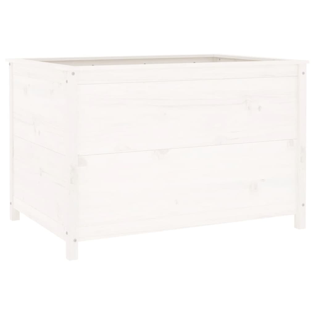 Strat înălțat de grădină, alb, 119,5x82,5x78 cm, lemn masiv pin