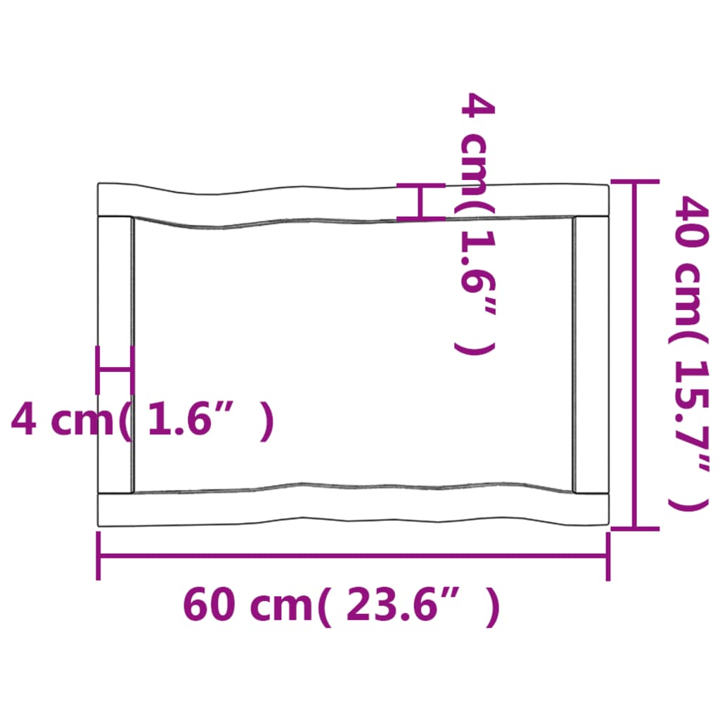Blat masă 60x40x(2-4) cm lemn stejar netratat contur organic