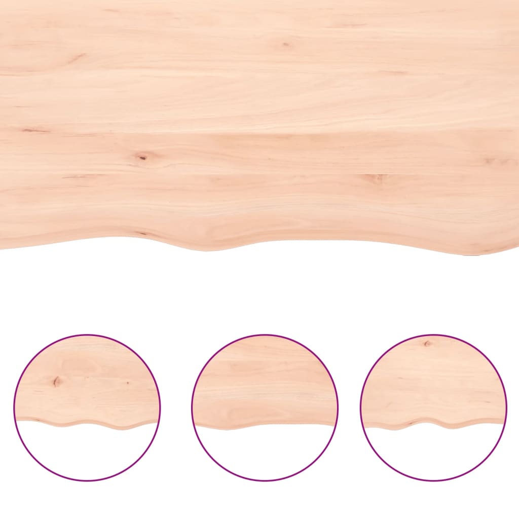 Blat masă 200x50x(2-6) cm lemn stejar netratat contur organic