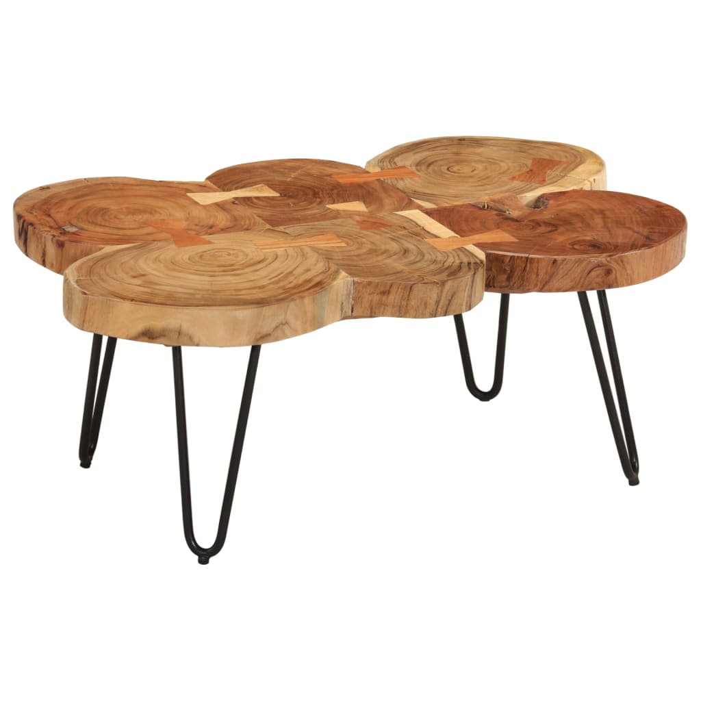 Măsuță de cafea, 36 cm, 6 trunchiuri, lemn masiv de acacia