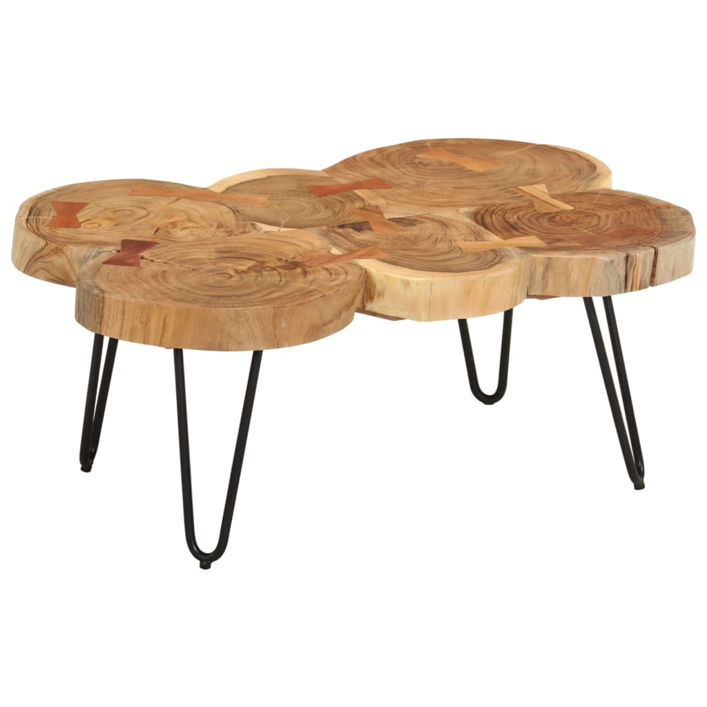 Măsuță de cafea, 36 cm, 6 trunchiuri, lemn masiv de acacia