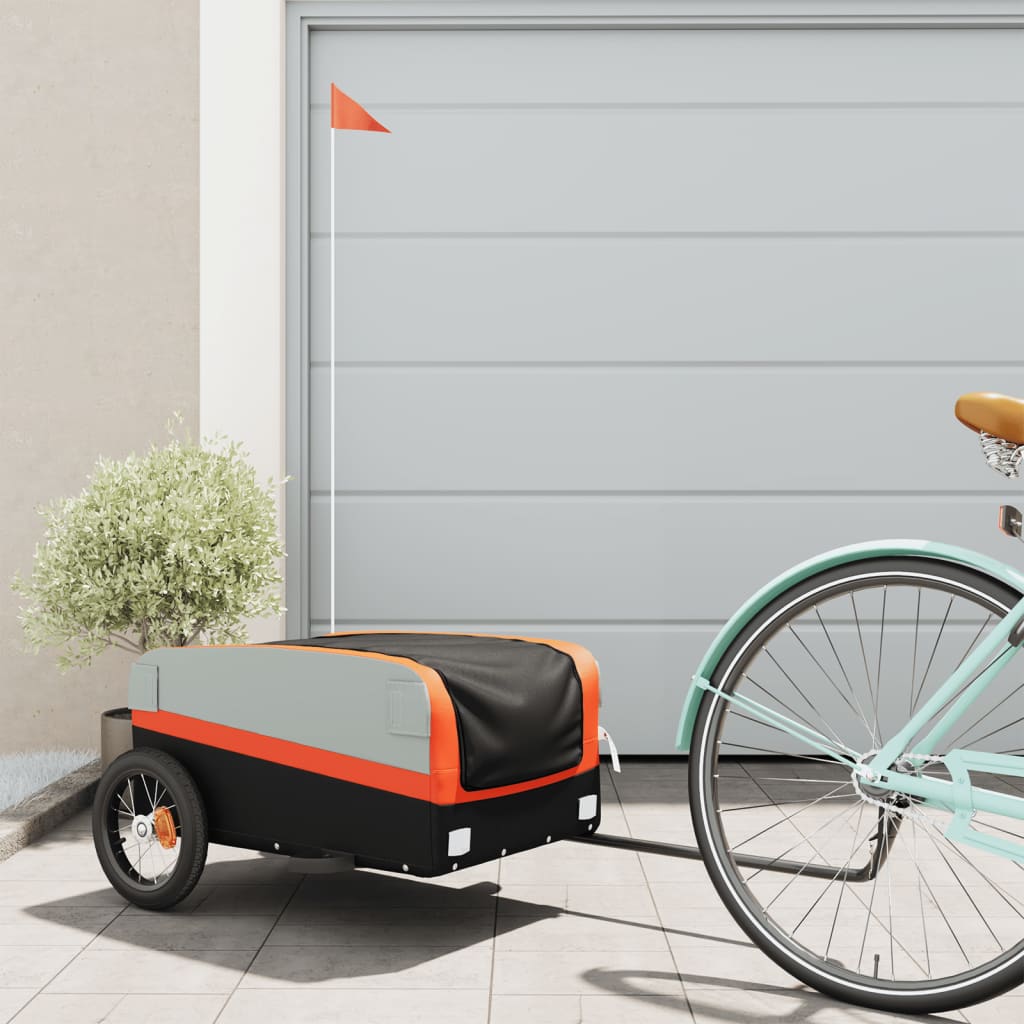 Bicycle trailer black/orange, 30 kg, iron