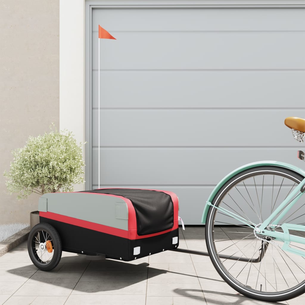Bicycle trailer, black and red, 30 kg, iron
