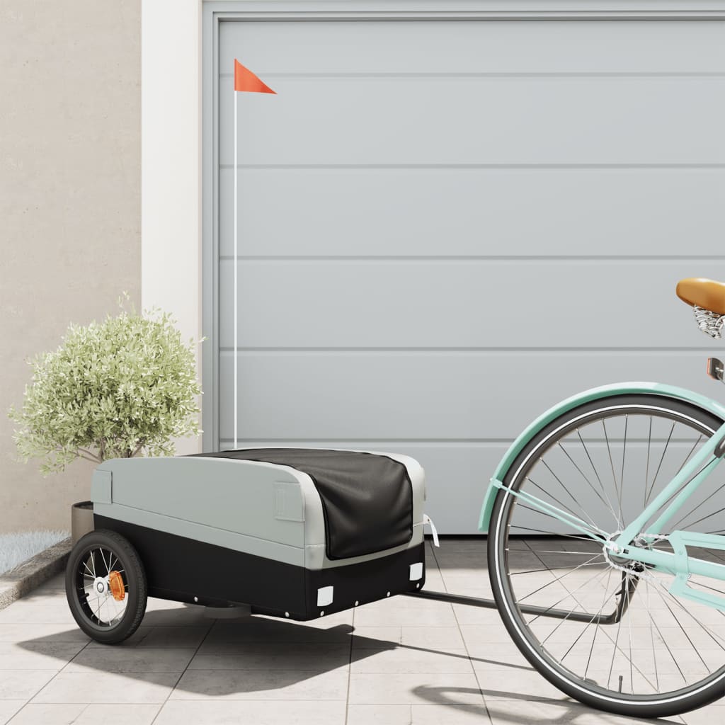 Bicycle trailer, black and gray, 30 kg, iron