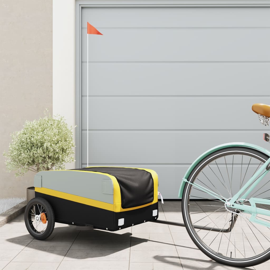Bicycle trailer, black and yellow, 30 kg, iron