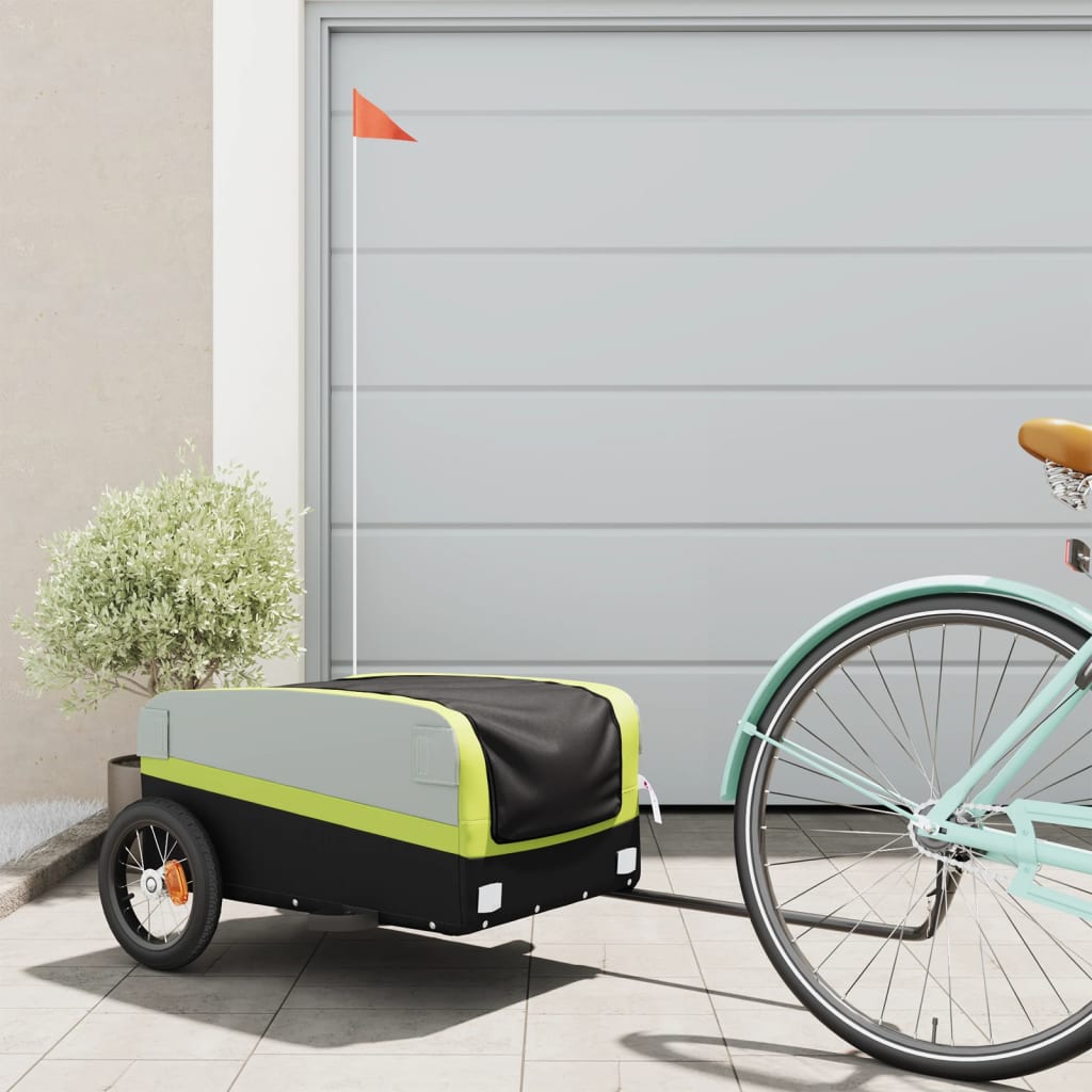Bicycle trailer, black and green, 30 kg, iron