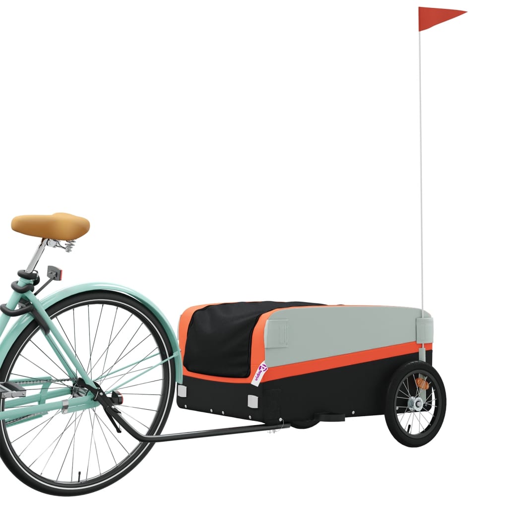 Bicycle trailer, black and orange, 45 kg, iron