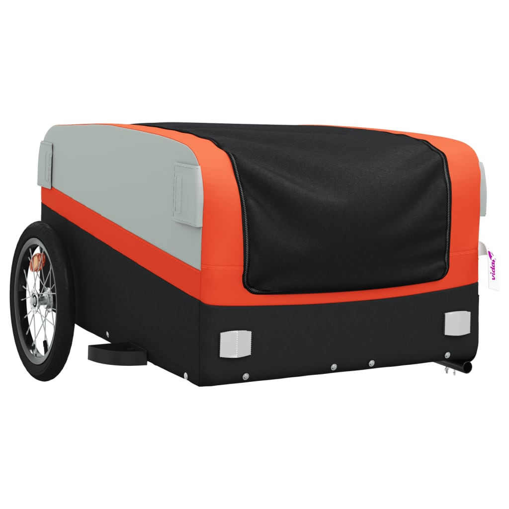 Bicycle trailer, black and orange, 45 kg, iron