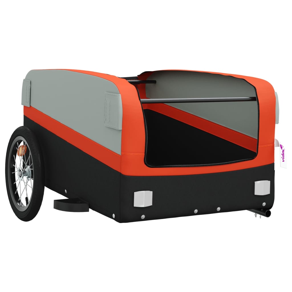 Bicycle trailer, black and orange, 45 kg, iron