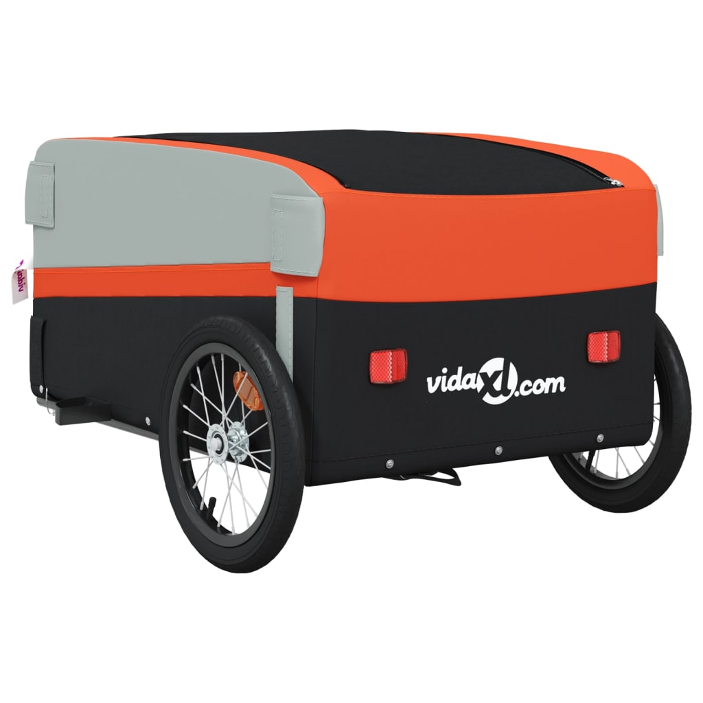Bicycle trailer, black and orange, 45 kg, iron