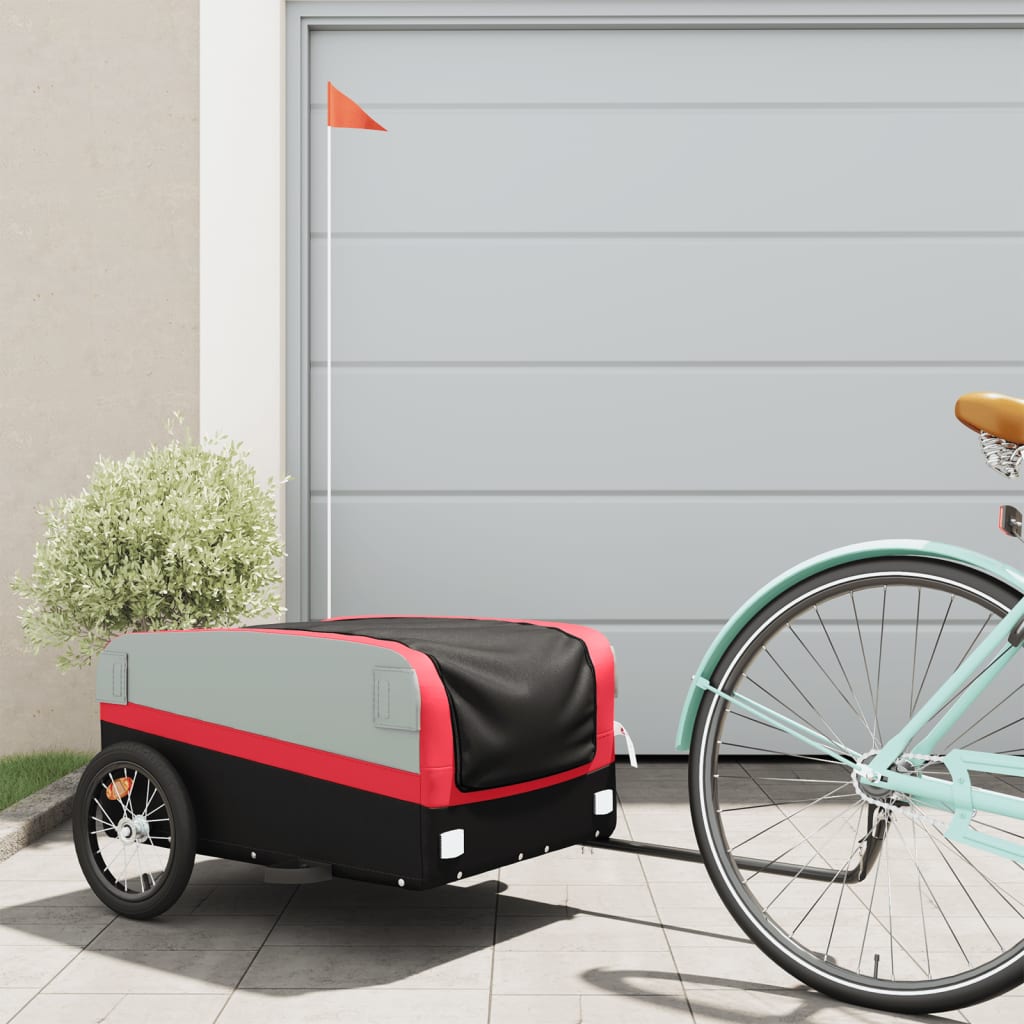 Bicycle trailer, black and red, 45 kg, iron
