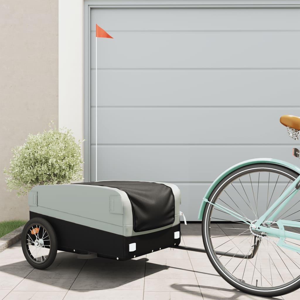 Bicycle trailer, black and gray, 45 kg, iron
