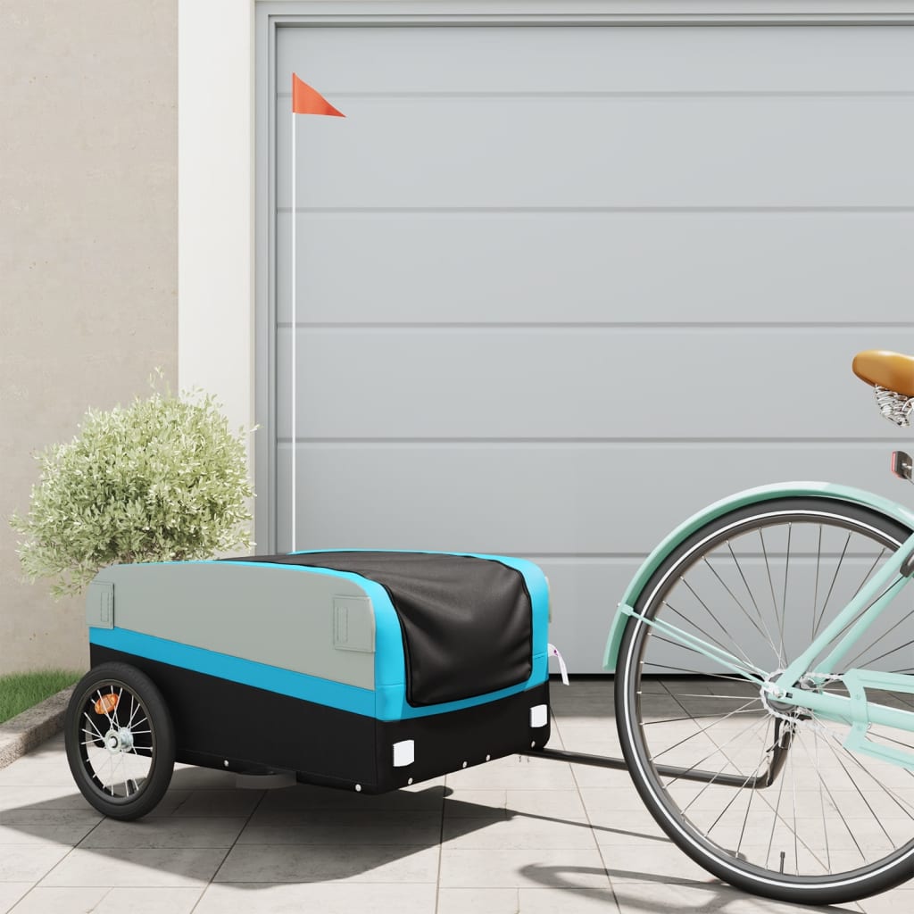 Bicycle trailer, black and blue, 45 kg, iron