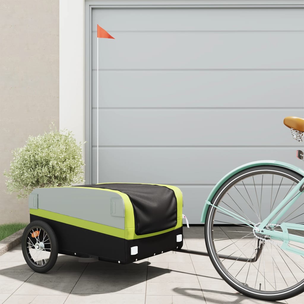 Bicycle trailer, black and green, 45 kg, iron