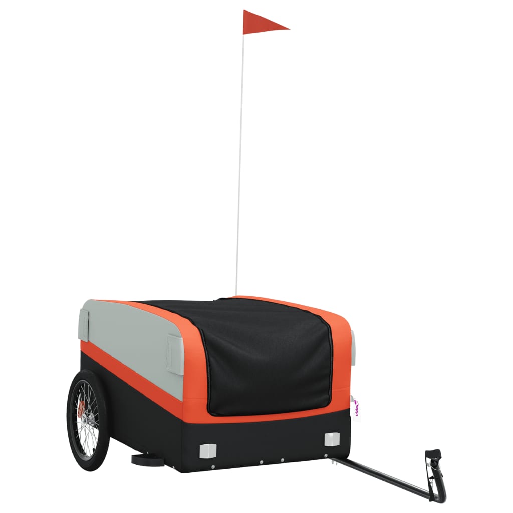 Bicycle trailer, black and orange, 45 kg, iron
