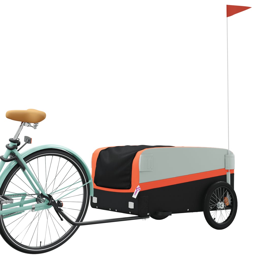 Bicycle trailer, black and orange, 45 kg, iron