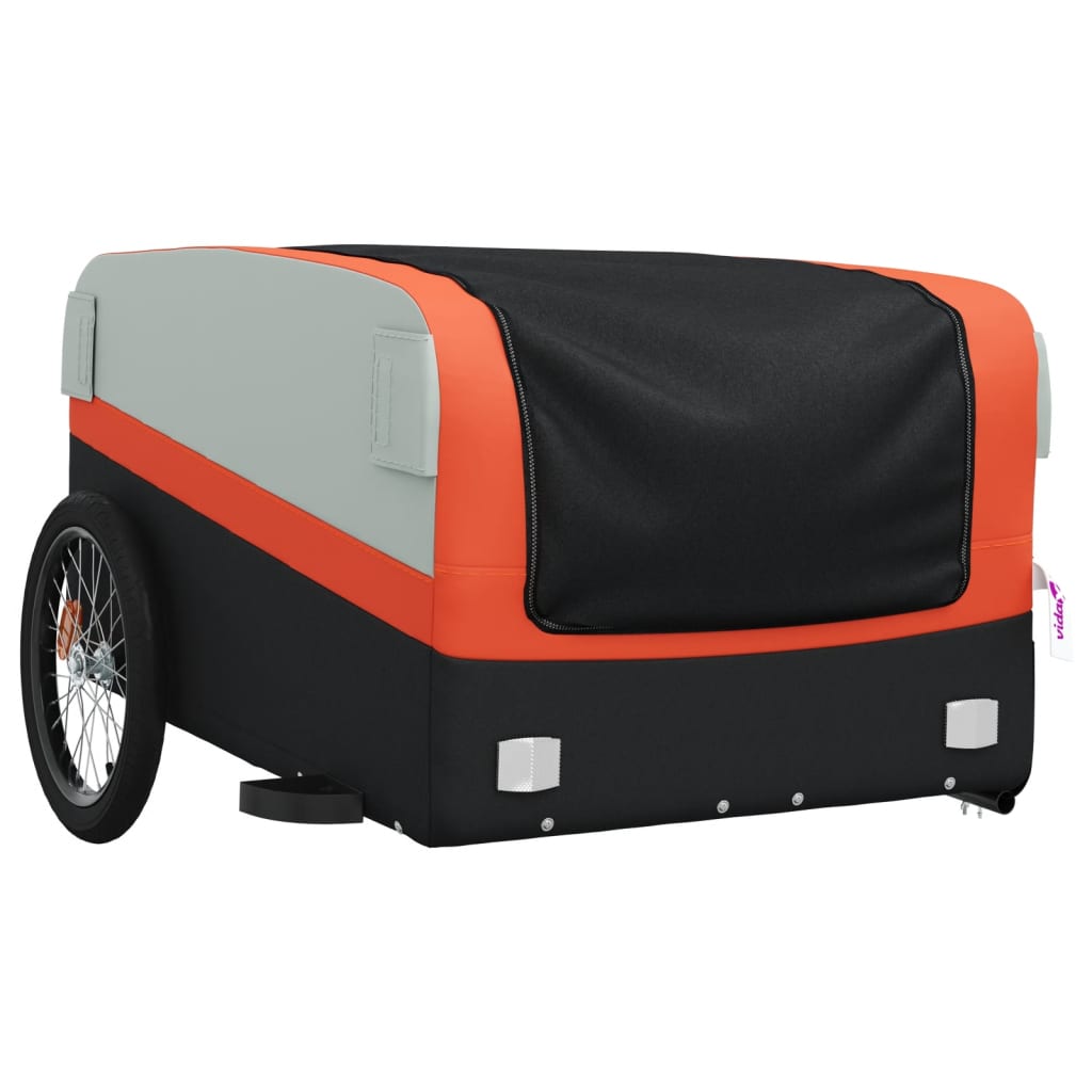 Bicycle trailer, black and orange, 45 kg, iron