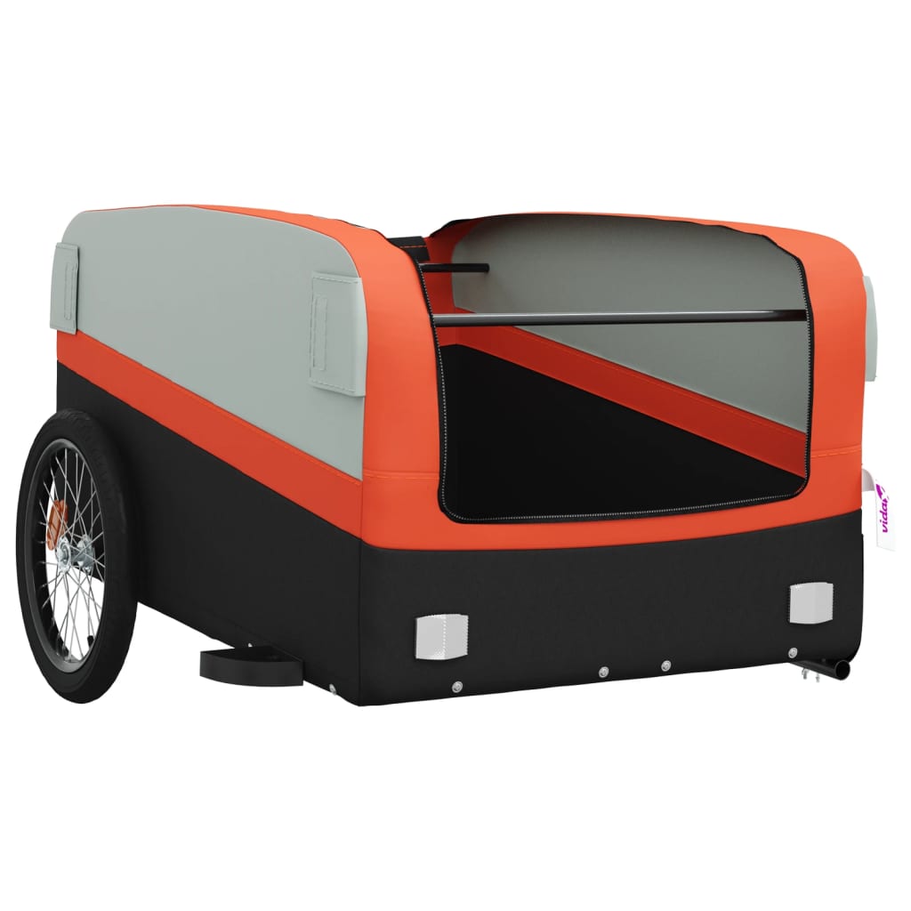 Bicycle trailer, black and orange, 45 kg, iron