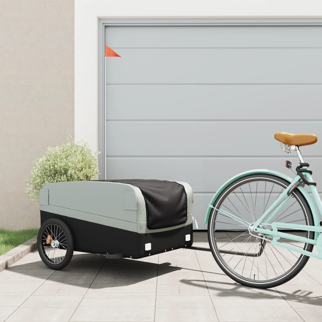 Bicycle trailer, black and gray, 45 kg, iron